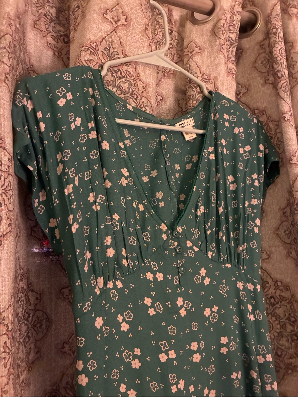Billabong Teal Green Floral V-Neck Summer Dress